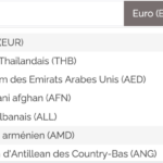 Sélection de la devise lors de l'ajout d'une dépense voyage