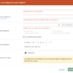 Fenêtre d'ajout d'une nouvelle dépense avant départ